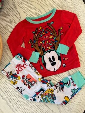 Disney Mickey Mouse Red Pajama Set with Aqua Trim